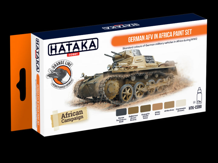 Boxart German AFV in Africa paint set HTK-CS90 Hataka Hobby Orange Line