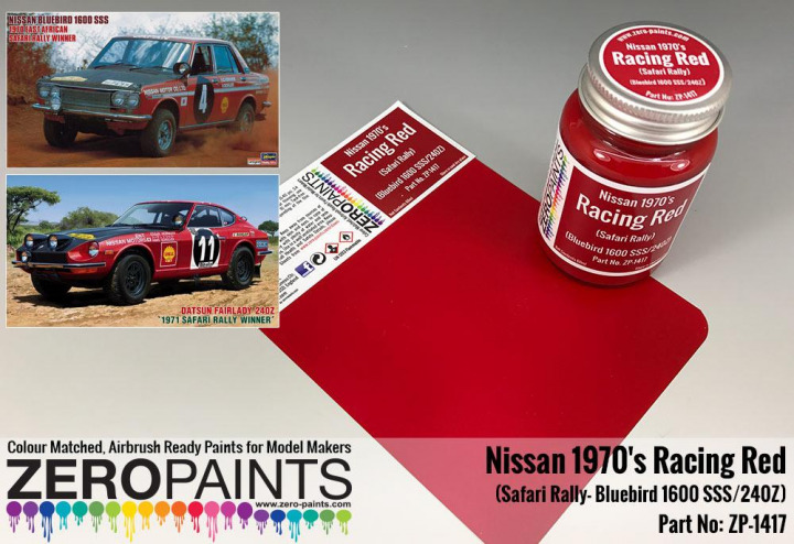 Boxart Racing Red Nissan 1970's Safari Rally Bluebird 1600 SSS/240Z  Zero Paints