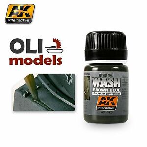 Boxart Brown Blue Wash for Panzer Grey Vehicles AK 070 AK Interactive