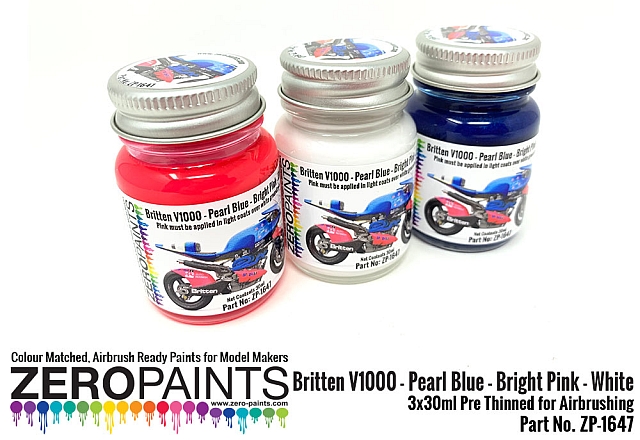 Boxart Britten V1000 - Pearl Blue - Bright Pink - White Paint Set  Zero Paints